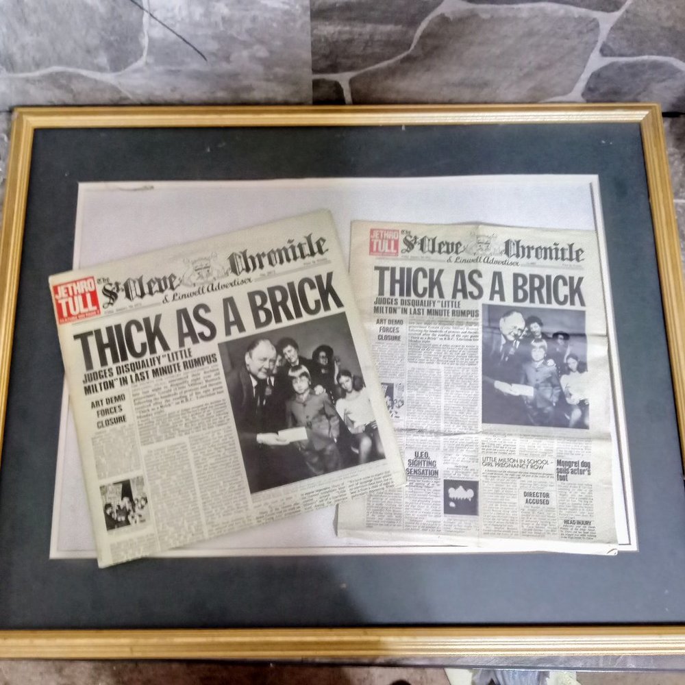 Framed Jethro Tull Thick As A Brick LP St Cleve Chronicle Newspaper Bundle